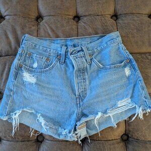 Levi's Light Blue Distressed Jean Shorts